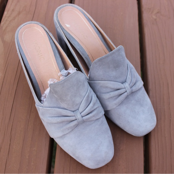 Women's Vionic Plaza Presley Heeled Mules Grey Suede Sz 8 - Picture 2 of 8